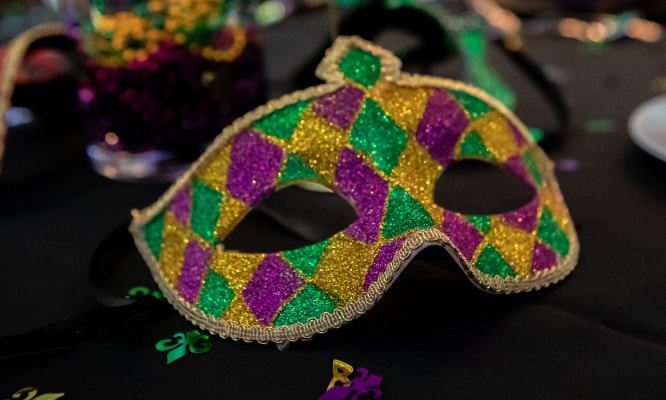 Mardi Gras Mask On Table